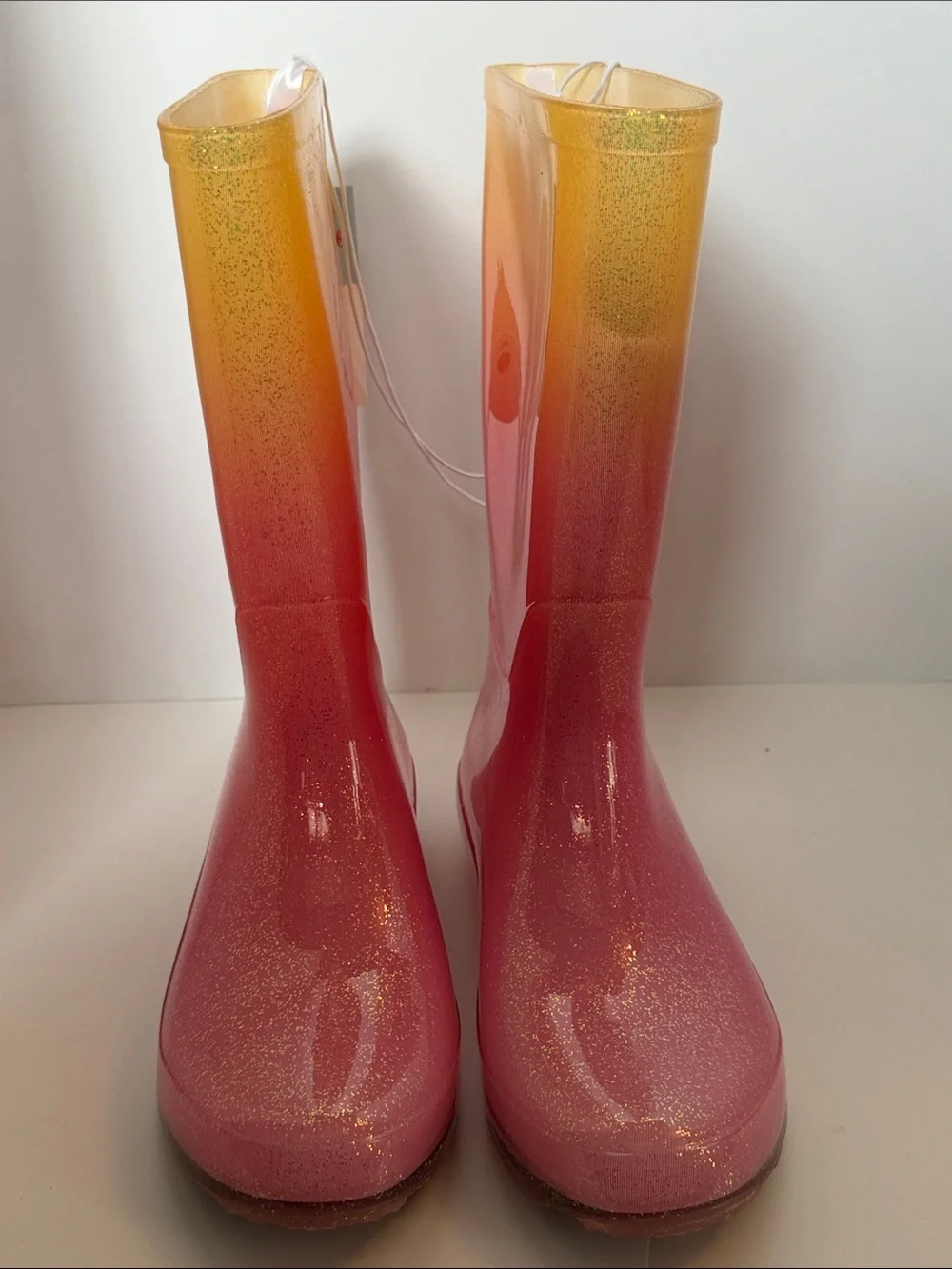 Girls 5 big Kids Ombre Pink to Yellow Glitter Rain Boots Cat & Jack NWT NEW shoe
